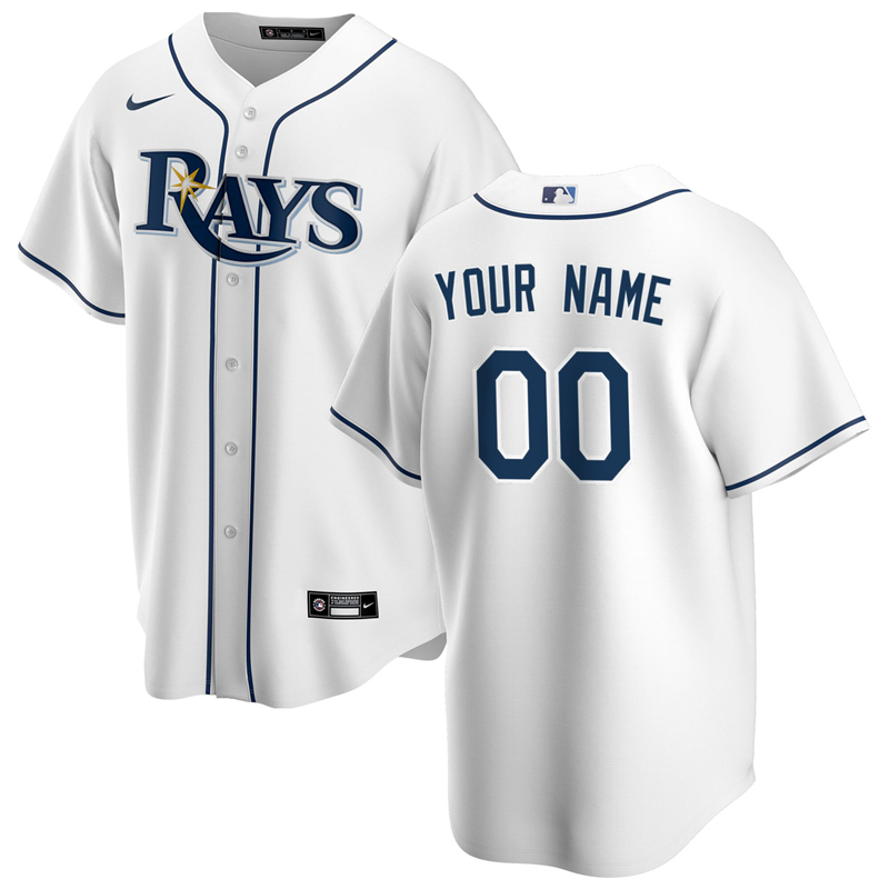 MLB Men Tampa Bay Rays Nike White Home 2020 Replica Custom Jersey 